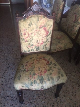 6 Sillas de roble  Antiguas Tapizadas