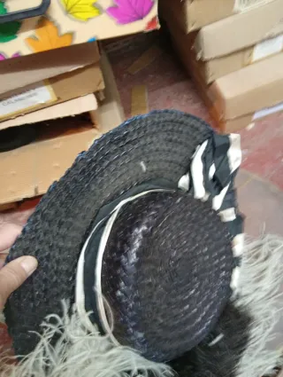 Sombrero Pamela Antiguo Negro y Blanco