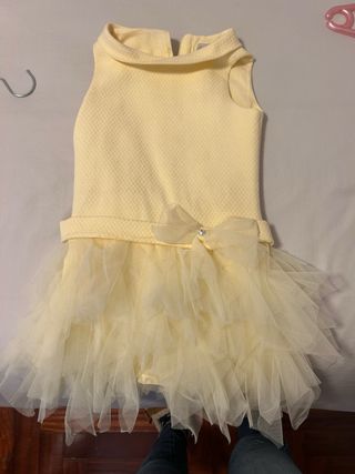 Vestido fiesta niña amarillo claro talla 5