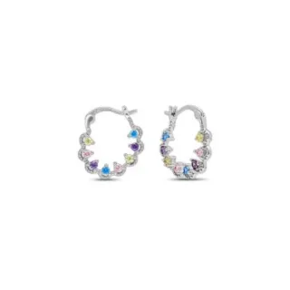 Pendientes Aro Plata Ley Filigrana Multicolor