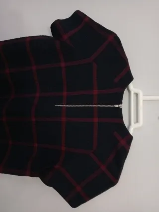 Vestido TRF cuadros azul marino y granate