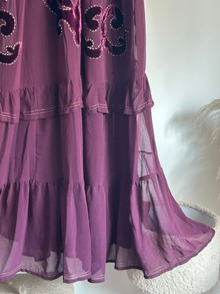 Vestido Largo Joya Terciopelo y Cuencas Joya