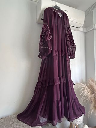 Vestido Largo Joya Terciopelo y Cuencas Joya