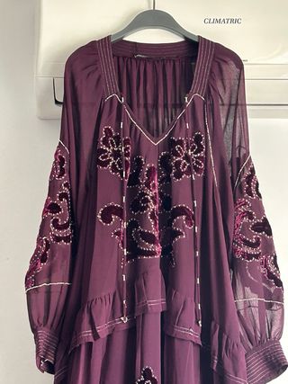 Vestido Largo Joya Terciopelo y Cuencas Joya