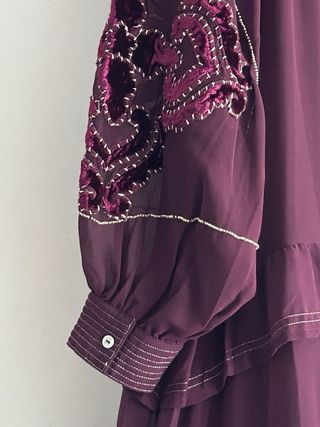 Vestido Largo Joya Terciopelo y Cuencas Joya