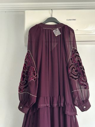 Vestido Largo Joya Terciopelo y Cuencas Joya