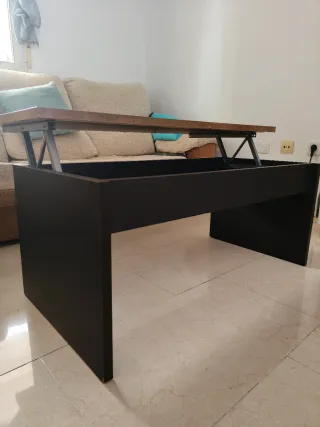 Mesa de centro elevable madera y negro