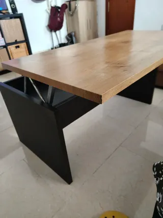 Mesa de centro elevable madera y negro