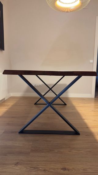 Mesa madera patas hierro