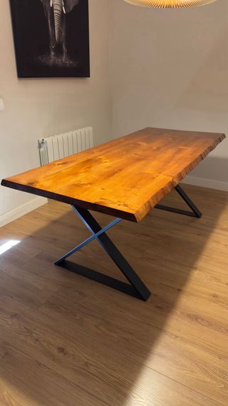 Mesa madera patas hierro