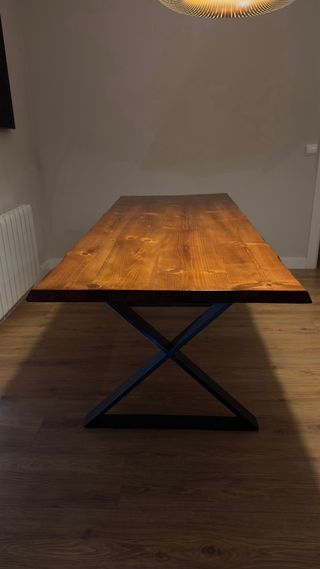 Mesa madera patas hierro