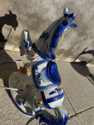 Lámpara Caballo Porcelana China Vintage