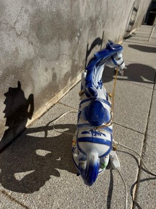 Lámpara Caballo Porcelana China Vintage
