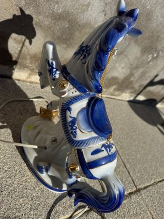 Lámpara Caballo Porcelana China Vintage