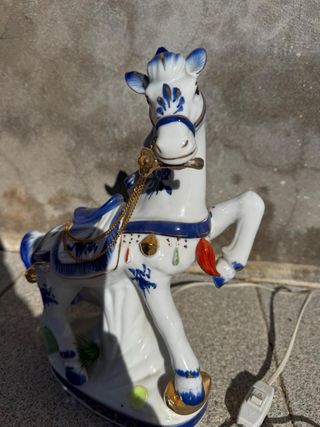 Lámpara Caballo Porcelana China Vintage