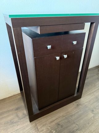 Mueble TV madera y cristal