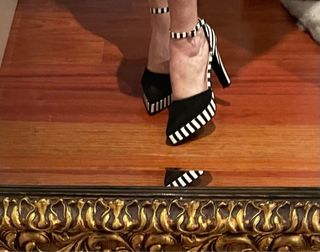 Zapato fiesta charol rayas plataforma