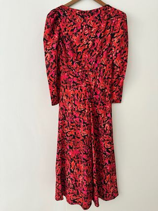 Vestido fiesta estampado rojo y rosa