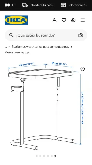 NUEVA.Mesa auxiliar plegable azul IKEA (Bjorkasen)
