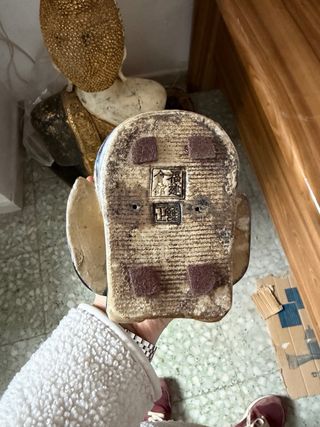 3 Figuras porcelana china emperador azul y blanca