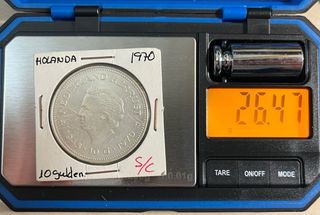 Moneda Plata Holanda 10 Gulden Reina Juliana 1970