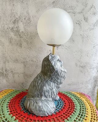 Candeeiro Gato Retro Cerâmica Vidro