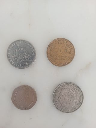 Lote monedas: Francia,Alemania, EUA,Belgica,Brasil