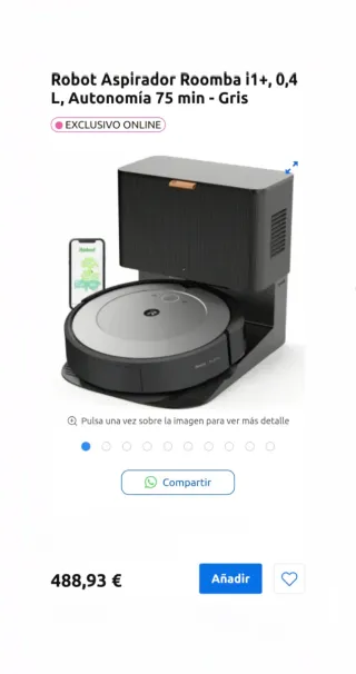 Robot Aspirador Roomba i1+ Gris vaciado automático