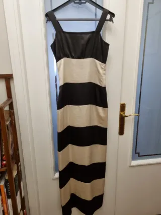 Vestido fiesta rayas negro y crudo