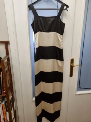 Vestido fiesta rayas negro y crudo