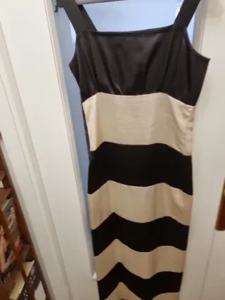 Vestido fiesta rayas negro y crudo