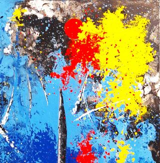 Dipinto su tela, marina con vele, arte pop