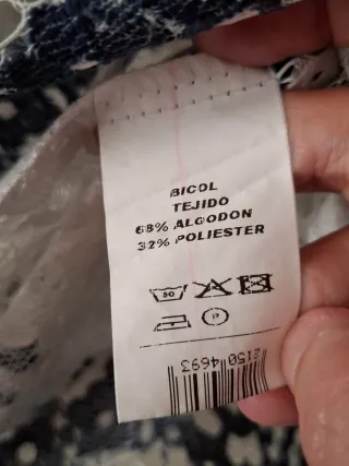 Camisa Pilar Prieto Encaje Azul y Blanco