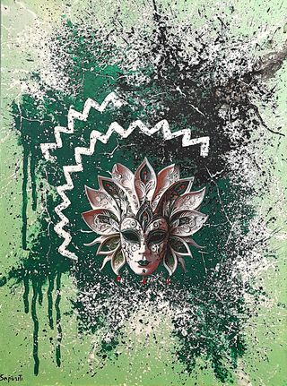 Quadro su tela con maschera veneziana