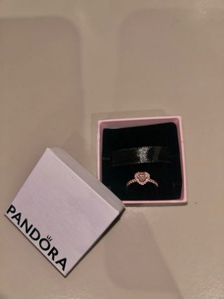 Anillo Pandora Corazón Rosa Talla 46