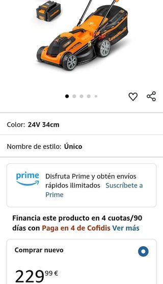 Cortacésped LawnMaster CLMF2434G 24V 34cm