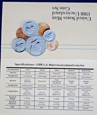 cartera USA US Mint 1988 D&P Monedas juego America