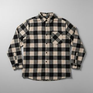 Camisa de cuadros hombre beige y negro