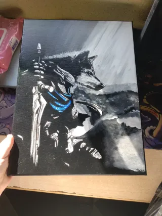 Cuadro Artorias y Fenrir dark souls