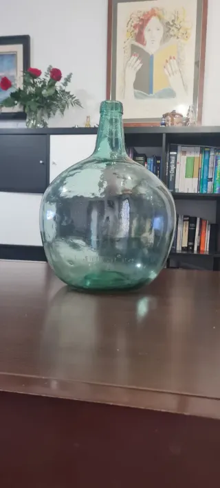 Damajuana Vidrio Turquesa Soplado Vintage 16L