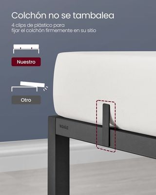 Estructura de cama doble de metal 140x200 cm