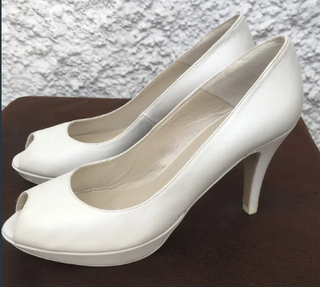 Zapatos Peep-Toe Piel Blanco Natural