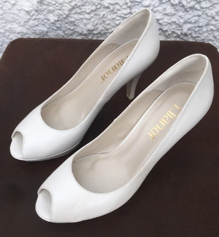 Zapatos Peep-Toe Piel Blanco Natural