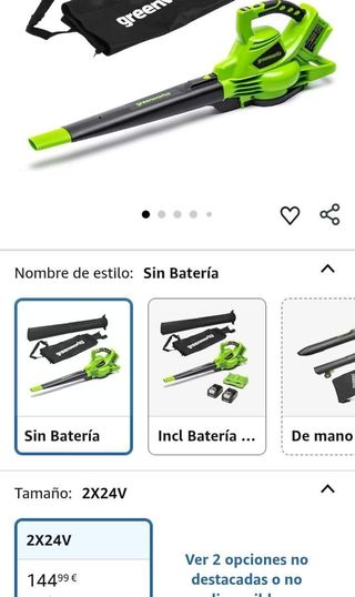 Soplador Greenworks 2x24V !sin batería!