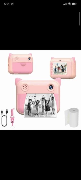Cámara Instantánea Rosa + Rollo Papel