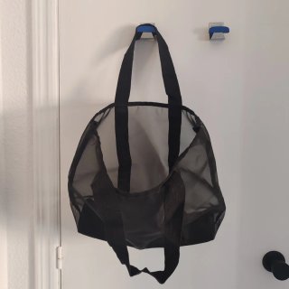 Bolso de playa/piscina de malla negra + mini moned