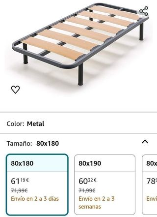 HOGAR24 ES Somier Lama Ancha Reforzada 80x180