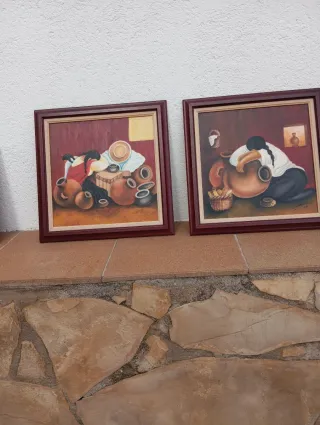 Quadri ad olio con cornici in legno