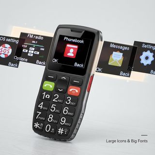 FEGA Teléfono Móvil para Mayores - Negro/Rojo