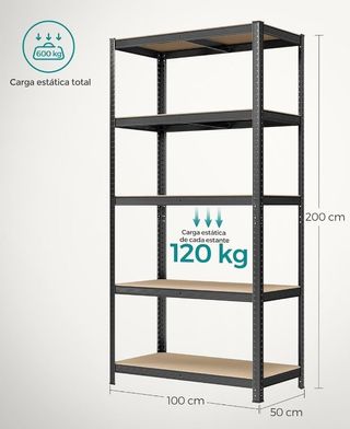 Scaffale SONGMICS a 5 livelli, capacità di carico 600 kg
